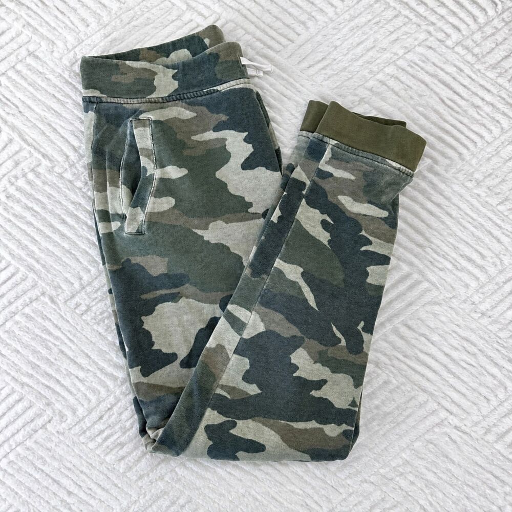 J.Crew Crewcuts Boys Size 16 Camo Jogger Sweatpants Green Cotton Stripe Lined